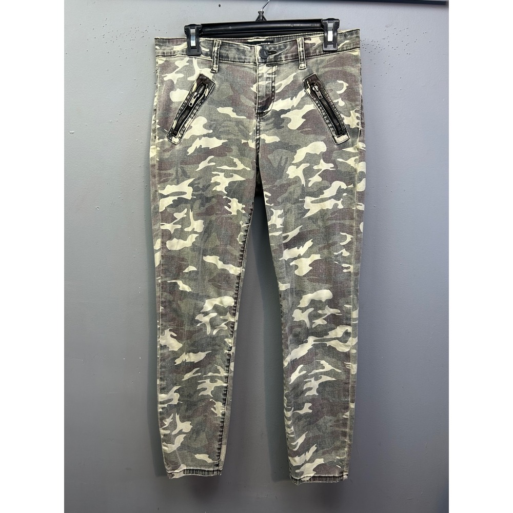 KUT from the Kloth Jeans Women 8 Green Gray Camo Skinny Mid Rise Zip Pocket Camo